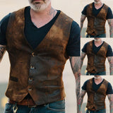 Men's Casual Vest Male Clothing Explosion Models European And American Handsome Fashion Retro Men's Single-breasted Vest#G2